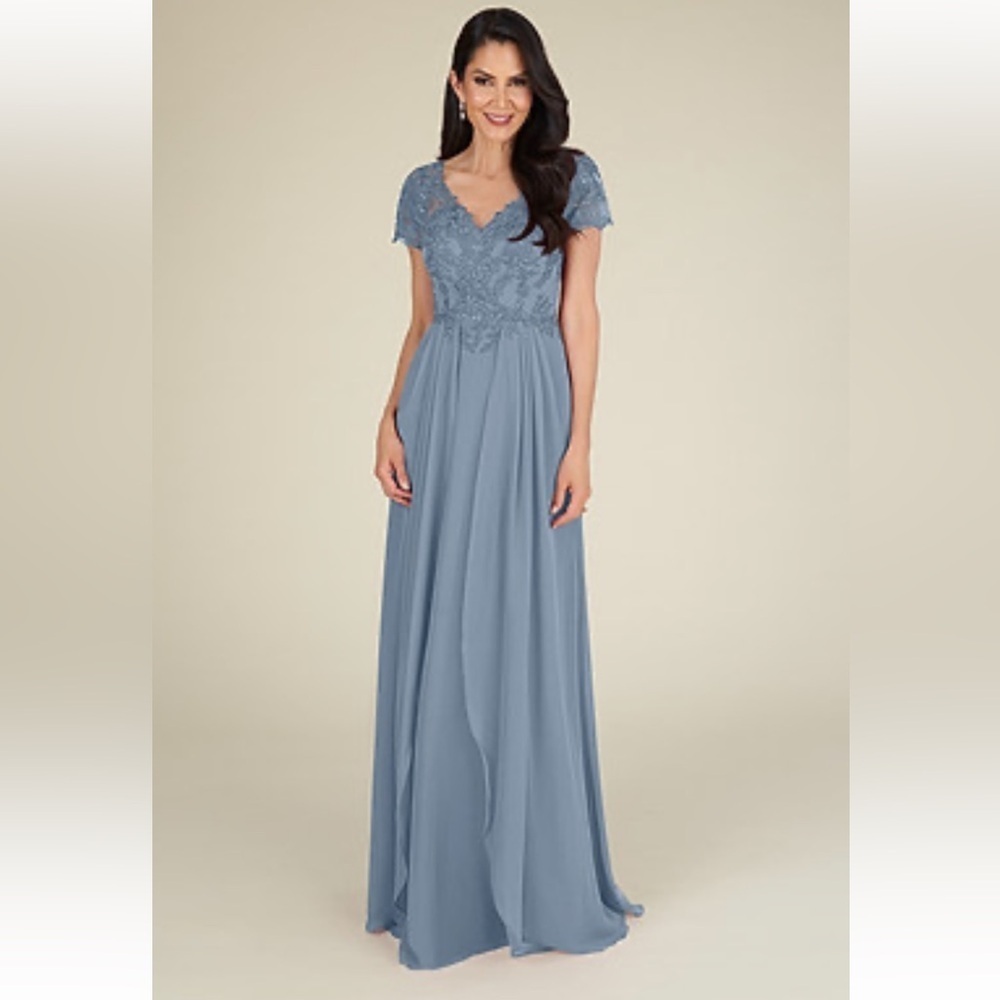 Azazie Elegant Blue Lace Wedding Dress